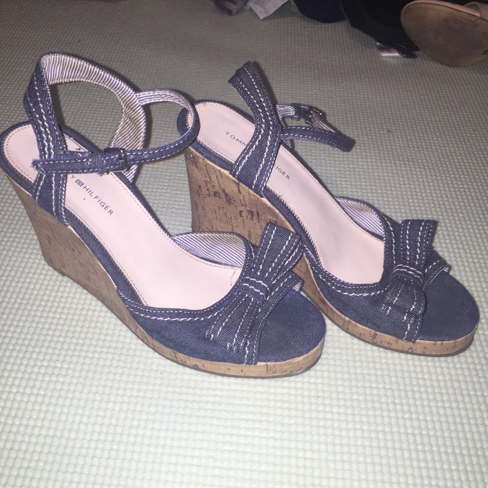 Blue Denim Wedges